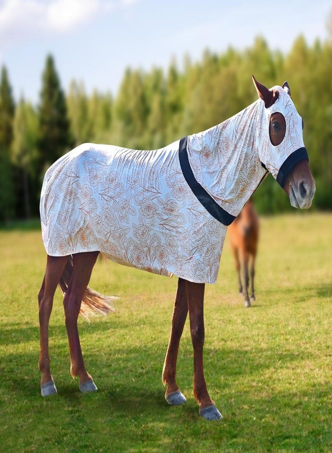 Paloura Stretch Spandex Full-Body Horse Sheet with Zipper Hood and Belly Wrap | Comfort Horse Slinky Full Body(56-65Inch，White,L - Image 1
